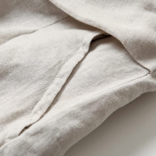 Perbai Women's Wide Leg Pants Elastic Waist Linen Casual Palazzo Trousers Culottes4