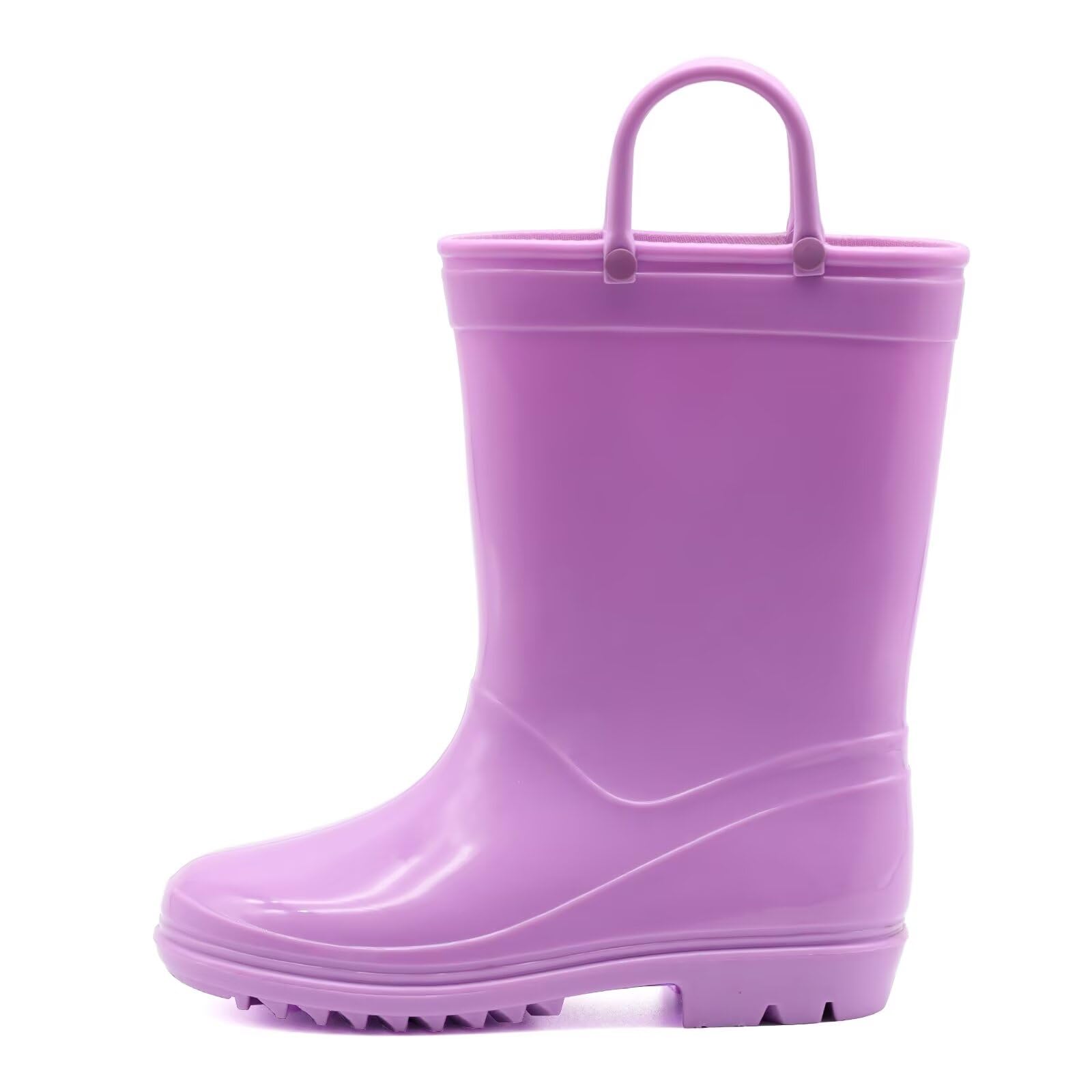 EUXTERPA Boys Girls Waterproof Rain Boots Kids Toddler Solid Color Boots with Easy On Handles
