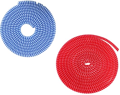 Image of Spiral Cable Protector, Data Cable Protective Sleeve, Headphone Saver, Charger Protective Cover, Wire Repair /Strain Relief Cable Wrap Tube for USB Data Cable Headphone Cable (Blue+ red)