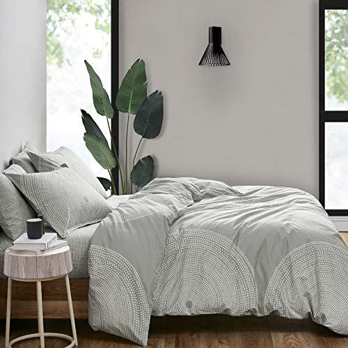 Image of MARIMEKKO - Queen Duvet Cover Set, Smooth Cotton Percale Bedding with Matching Shams, Lightweight Home Decor (Fokus Grey, Queen)