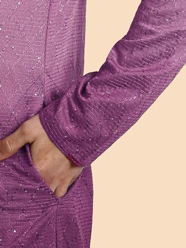 Image of Vardha Men's Cotton Chikankari Embroidered Kurta with Full Sleeves and Knee Length Design and Elegant Sequence Work | Kurta for Men