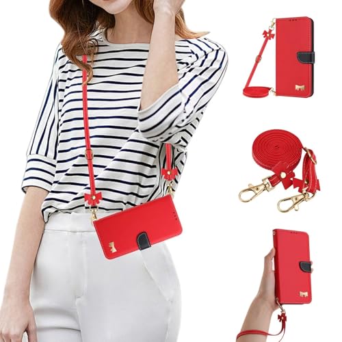 GoodcAcy Coque avec Cordon pour Sony Xperia 10 V,Coque Etui avec Porte Carte à Rabat Clapet Portefeuille en Cuir Pochette Antichoc Flip Case Étui Cover...