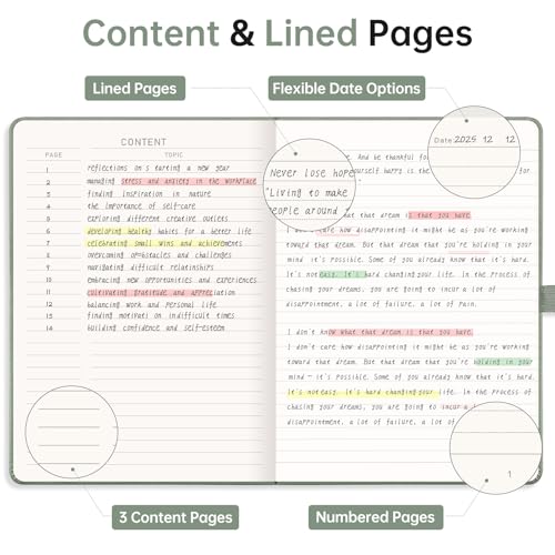 Image of EMSHOI Lined Journal Notebook, 192 Numbered Pages, A5 Size (5.7'' x 8.3'')