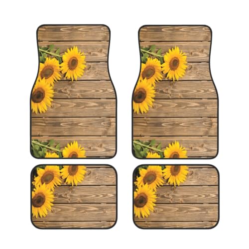 Alfombrillas antideslizantes de neopreno para coche, juego de 4 universales de girasoles
