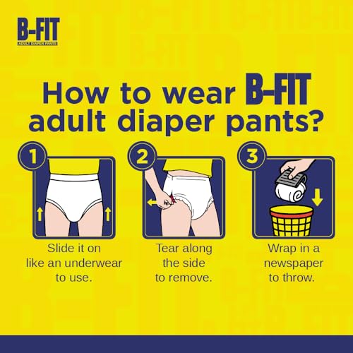Image of B-Fit Regular Adult Diaper XL Size Pants | 30 Count (Extra Large) | Waist 30-56 inch | Unisex | Leakproof | Even Absorption | Long Protection hours | Brief-Like Fit & Soft Elastic Waist