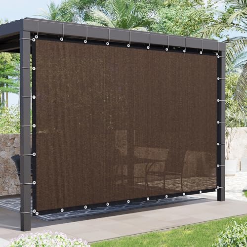 VOXBIN 90% Shade Cloth, Outdoor Sun Shade Cover with Grommets, UV Block Shade Fabric for Patio, Backyards, Carport, Garden 10x12 FT, Mocha