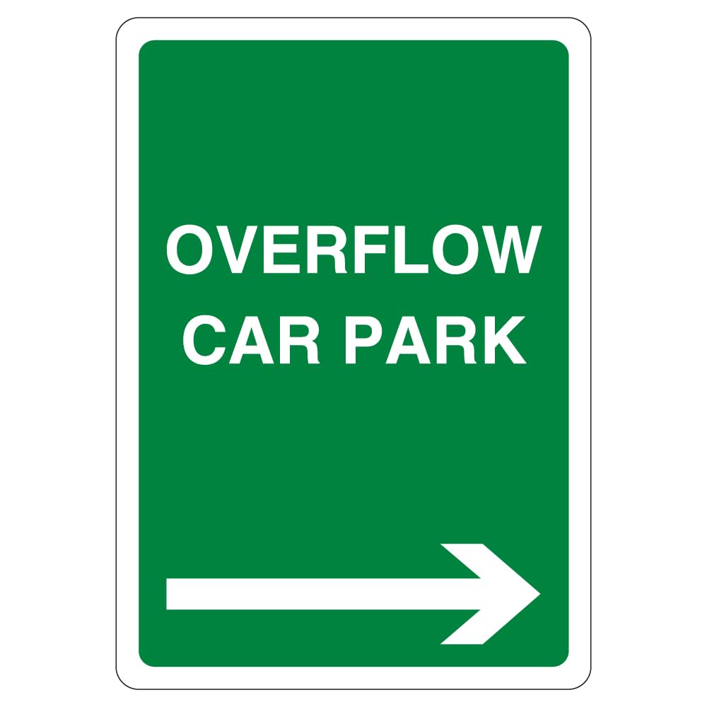 V Safety Overflow Car Park - Green Arrow Right 210 x 297 mm (A4) - 3mm Aluminium Composite Safety Sign