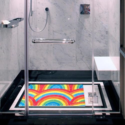 Alfombrilla antideslizante para bañera de secado rápido arcoíris larga 7