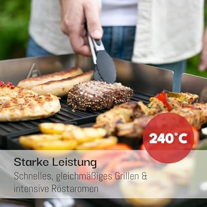 LEBENLANG Elektrogrill Tischgrill elektrisch - Inkl. Grillzange & Spritzschutz I 2400W Für Drinnen & Draußen I Gril Elektro Grill für Balkon Tisch I Elektrischer Plattengrill Indoor Grills Indoorgrill – Bild 6