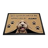 BAGEYOU All Guests Must be Approved Outdoor Doormat with My Love Dog Labradoodle Welcome Floor Mat Custom Name 35.4 x 23.6
