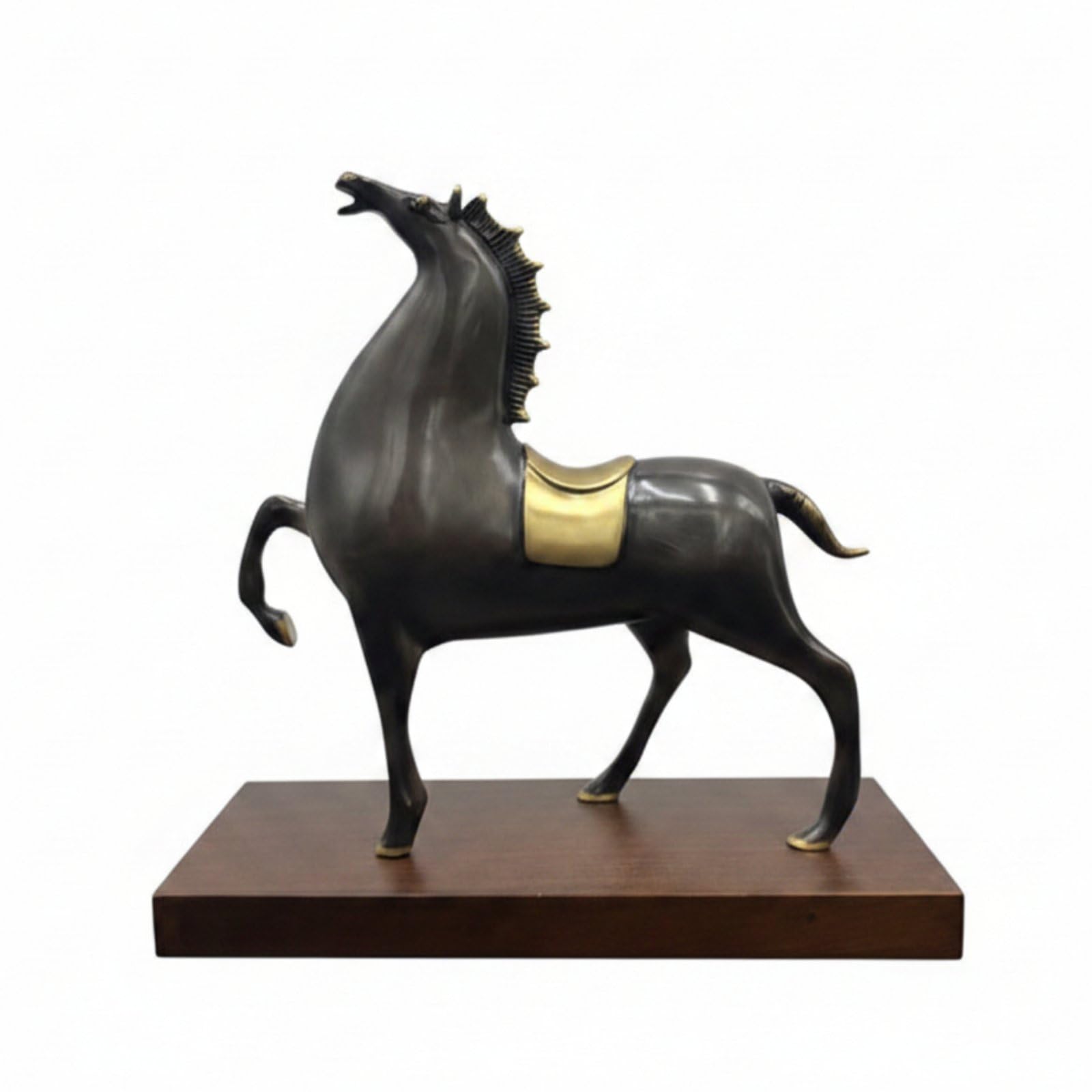 F Fityle Estatua de Caballo Decorativa Escultura Figurilla Ornamento de Mesa en Metal con Acabado Bronce con Alzándose y Que Aporta Movimiento y Presencia, S PK, Tang Brushed Bronze