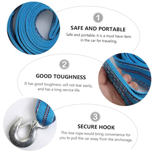 TOGEVAL 頑丈で高靭性の牽引ロープ 耐荷重 合成素材製 携帯可能 緊急レスキュー対応車用トレーラーロープ