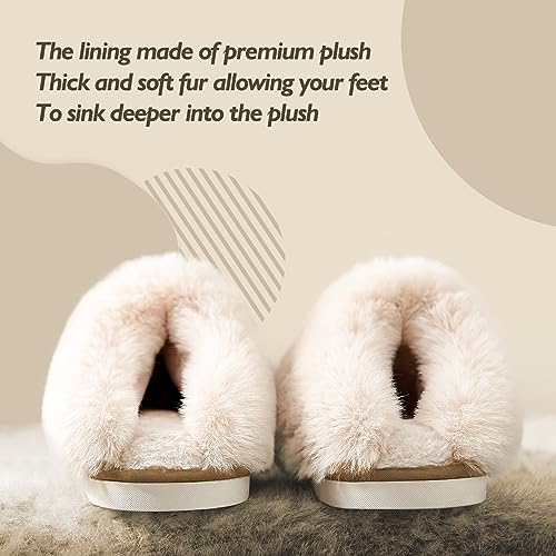 Image of Womens Slippers with Fluffy Fur Soft Memory Foam House Shoes, Christmas Gifts Christmas Slippers for Women Mom Grandma