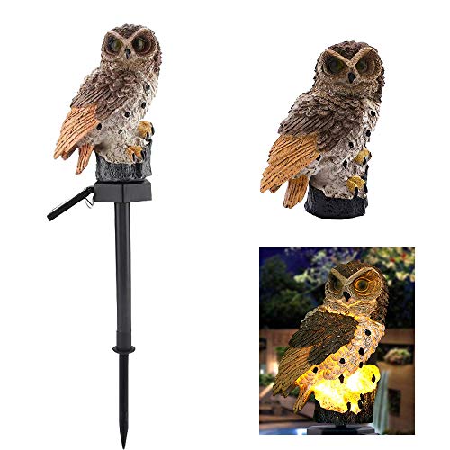 Preisvergleich Produktbild Konesky Garten-Sonnenlicht, Eulenform LED wasserdichte solarbetriebene Landschaftsharzlampe für Gartenbeleuchtung Garten Dekoration (Grau)
