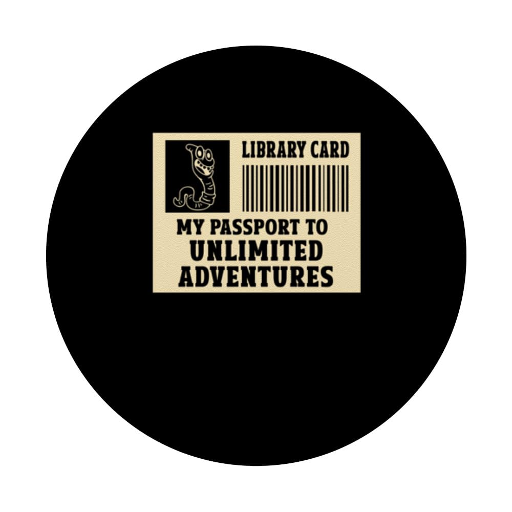Library Card My Passport To Unlimited Adventures PopSockets Swappable PopGrip, Black - Image 3