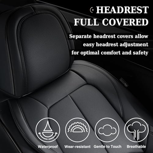 Image of Coverado Seat Covers, Car Seat Covers Front Seats, Premium Nappa Leather Seat Covers for Cars, Waterproof Car Seat Protector with Lumbar Support, Front Seat Covers Universal Fit for Most Cars (Black)