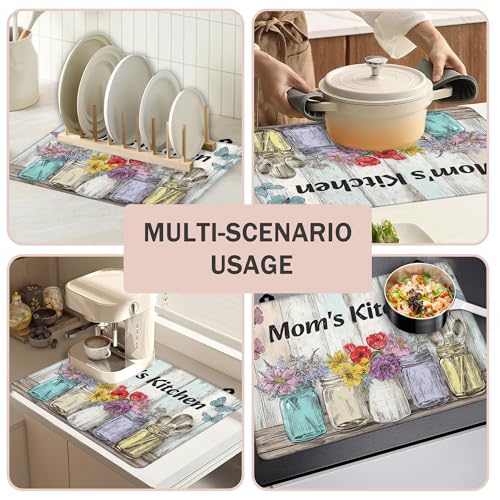 Image of Multi-Design Silicone Stove Cover for Glass /Electric Stoves - 3-in-1 Heat-Resistant Protector Mat, Mother Kitchen Gifts 28 inchx20 inch (Vintage Flower Vases, 28 inch L x 20 inch W)