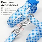 azuza Cat Harness and Leash Set for Safe Walking and Travel, Escape Proof Cat Harness, Lightweight Soft and Comfortable, Adjustable Kitten Harness for Small Medium Large Cats, Blue Plaid - Image 5