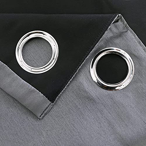 Image of GYROHOME Faux Silk Blackout Curtains with Black Liner, Solid Window Treatment Drapes for Bedroom Living Room, Thermal Insulated Ring Top (2Panels, 66x90inch,Grey)