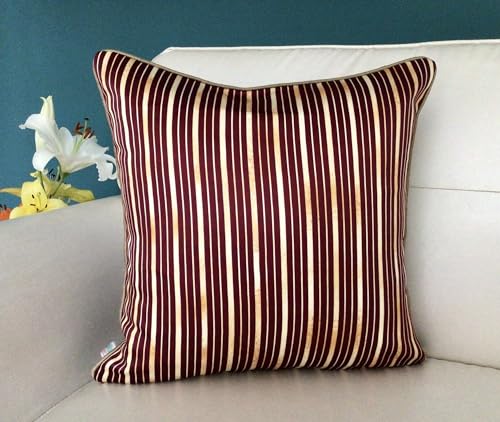 Image of TARA- Sparkling Homes Zari Embroidered Cushion Covers in Velvet, 'Padmini' from 'The Royal Collection', Set of 1 (Wine Red, 18 x 18 Inches)