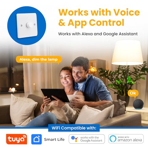 Candeo WiFi Smart Rotary Dimmer Switch | Compatible with Smart Life, Alexa & Google Assistant | LED & Incandescent Bulbs | Voice & App Control | No Neutral Wire Required | No Hub Needed | 2- Way Setup - Image 4