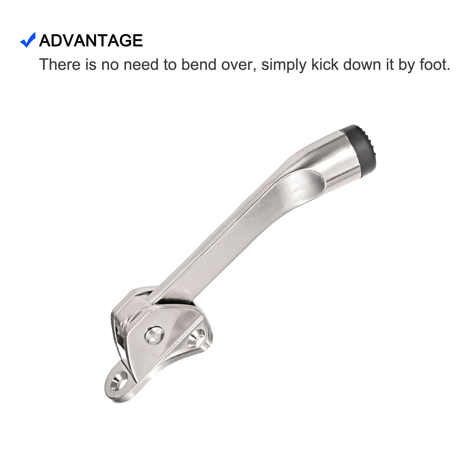 METALLIXITY Kickdown Door Stop (132mm/5.2") 2pcs, Zinc Alloy Easy Pedal Kick Down Door Stopper Rubber Tip with Screws - Image 4