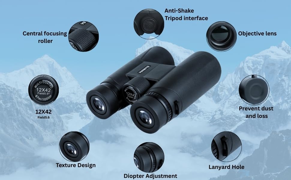 Binoculares 12x42 HD impermeables con trípode 65 cm miniatura 2