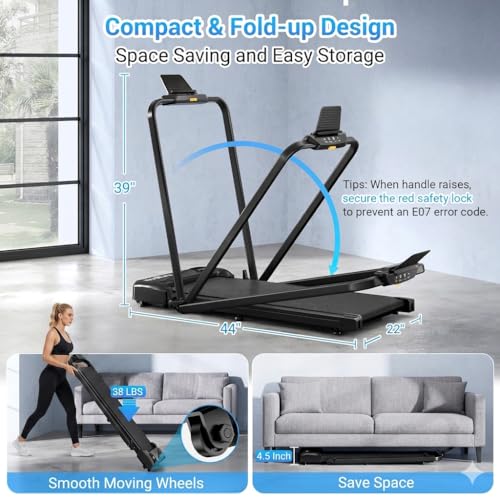 Image of THERUN Walking Pad with Handle Bar, Walking Pad Treadmill for Home, Compact Treadmills with APP, Under Desk Treadmill, Portable Treadmill with Quiet Core