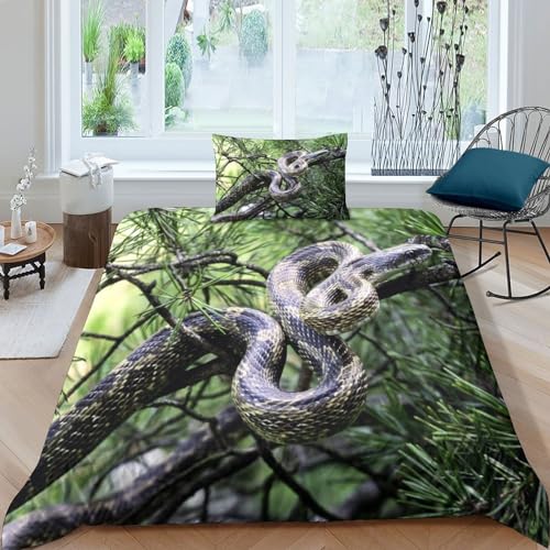 Housse de couette serpent microfibre 3D parure zippée lit enfant - 2