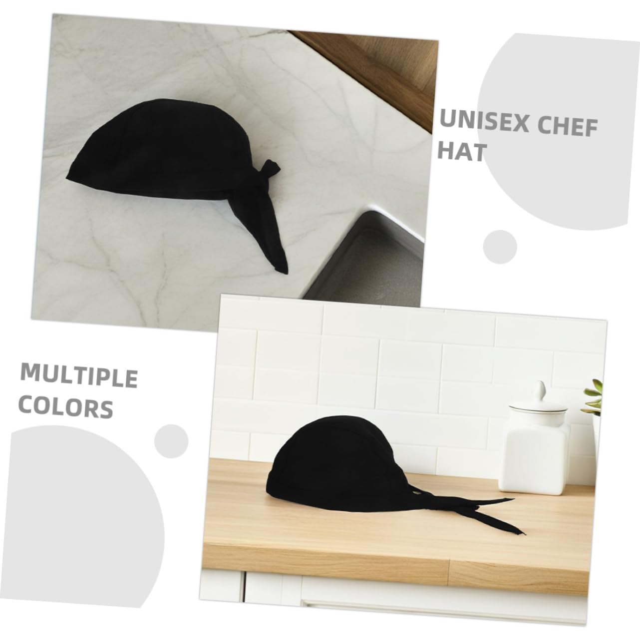 iplusmile 12 Gorros de Chef Negros de Algodón para Servicio de Alimentos | Lazo Trasero, Uso Unisex, para Cocina y Restaurante, Talla Única, Estilo Profesional