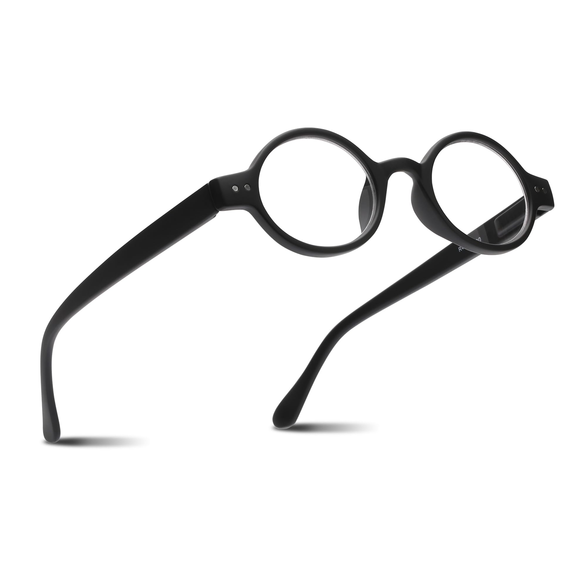 2Seelife Unisex Black Small Round Tr-90 Reading Glasses For Men & Women - Narrow-Medium Fit, Sturdy Frame, Spring Hinges, Retro Readers, +1.50