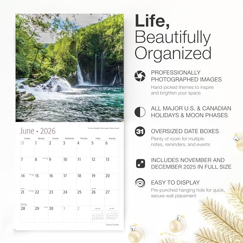 Image of RED EMBER Tropical Escapes 2026 Wall Calendar 12 Month | 12 inch x 24 inch Open | Thick & Sturdy Paper | Giftable | Nature Travel Calendar 2026