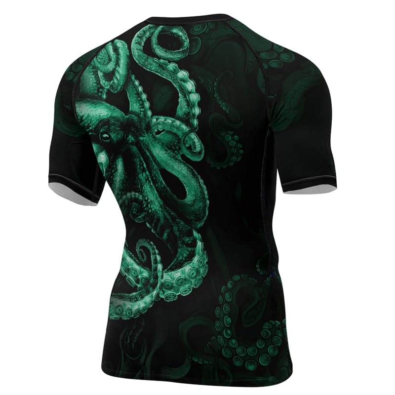 Octopus Men’s Short Sleeve No Gi BJJ Rashguard Baselayer Skin Performance Shirts for MMA Jiu-Jitsu3