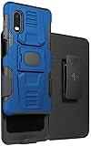 Case and Clip for Galaxy XCover Pro, Nakedcellphone [Blue/Black] Rugged Ring Grip Cover with Stand [Built-in Mounting Plate] and [Belt Hip Holster] for Samsung Galaxy XCover Pro Phone (SM-G715)