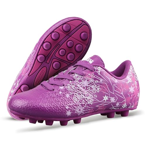 Vizari Frost Kids Soccer Cleats – Toddler, Little Kids Firm Ground Football Shoes with Rubber Studs | Lightweight, Comfortable, Non-Slip Design Purple