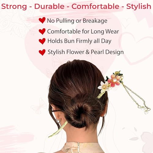 Image of TEMPERIA (1pc) Hair Bun Stick for Women & Girls | Chinese Juda Hair Accessories for Women for Wedding & Party | Elegant, Lightweight, Durable & Easy to Use (Multicolor)