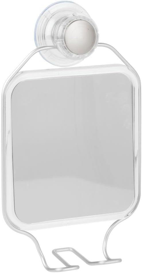 iDesign Metro Rustproof Aluminum Turn-N-Lock Suction, Bathroom or Shower Shaving Mirror - Silver