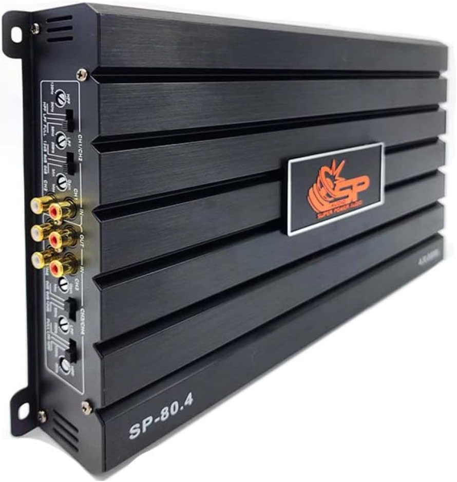 KIT SET PER SP AUDIO SP-80.4D 1 amplificatore nero 4 canali classe d 4 x 160 watt rms a 2 ohm spl per bagagliaio cofano auto, 1 pezzo