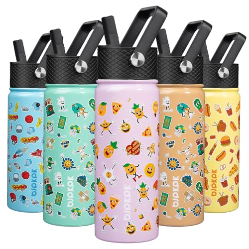 Image of BJPKPK Insulated Water Bottle, 18oz Stainless Steel with Straw Lid