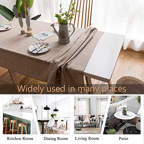 Linenlux Striped Cotton Linen Tablecloth/Table Cover With Tassel Coffee Grid Rectangle/Oblong 55 X 55 In #TOP4