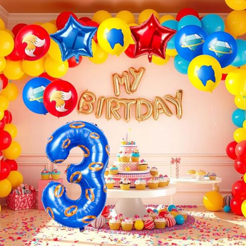 Image of number 40 inch blue and gold ring balloon set birthday number decoration aluminum film balloon suitable for boys and girls blue theme party cartoon party decoration supplies (3)