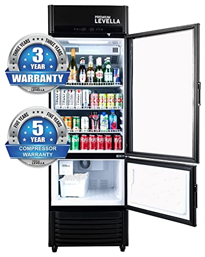 Premiumlevella Prfim1257Dx Single Glass Door Merchandiser Refrigerator-Freezer With Automatic Ice Maker Display Beverage Cooler-12.5 Cu Ft-Black #TOP5
