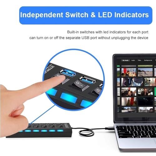 Image of 7 in 1 USB 3.0 and 6 Port 2.0 Multi Adapter for PC with Independent Switch and Blue LED Indicator