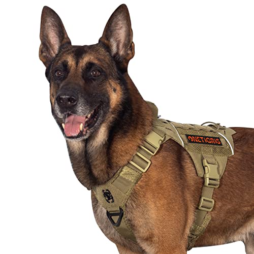 OneTigris X Commander Taktisches Hundegeschirr, Air Mesh Brustgeschirr Hund mit 1 Komfortgriff und 2 Metall-D-Ring, Hochpräzises Laserschneiden Langlebig Nylon Geschirr Hund mit Reflektierenden