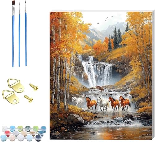 �y�C���g�o�C�i���o�[ �t���[���t�� WaterFalls �ȒP DIY �������G �n Paint by Numbers �y�C���g�u���V�ƃA�N�����痿�t�� ���G �L�����o�X ��l�̂��߂̃N���G�C�e�B�u�Ȏ �h��G ���� �z�[���E�H�[���f�R���[�V���� �M�t�g