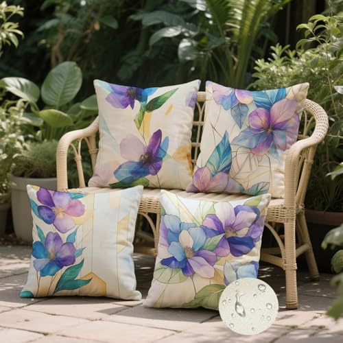 Housse de coussin 45x45 imperméable violet avec fermeture éclair invisible - 3