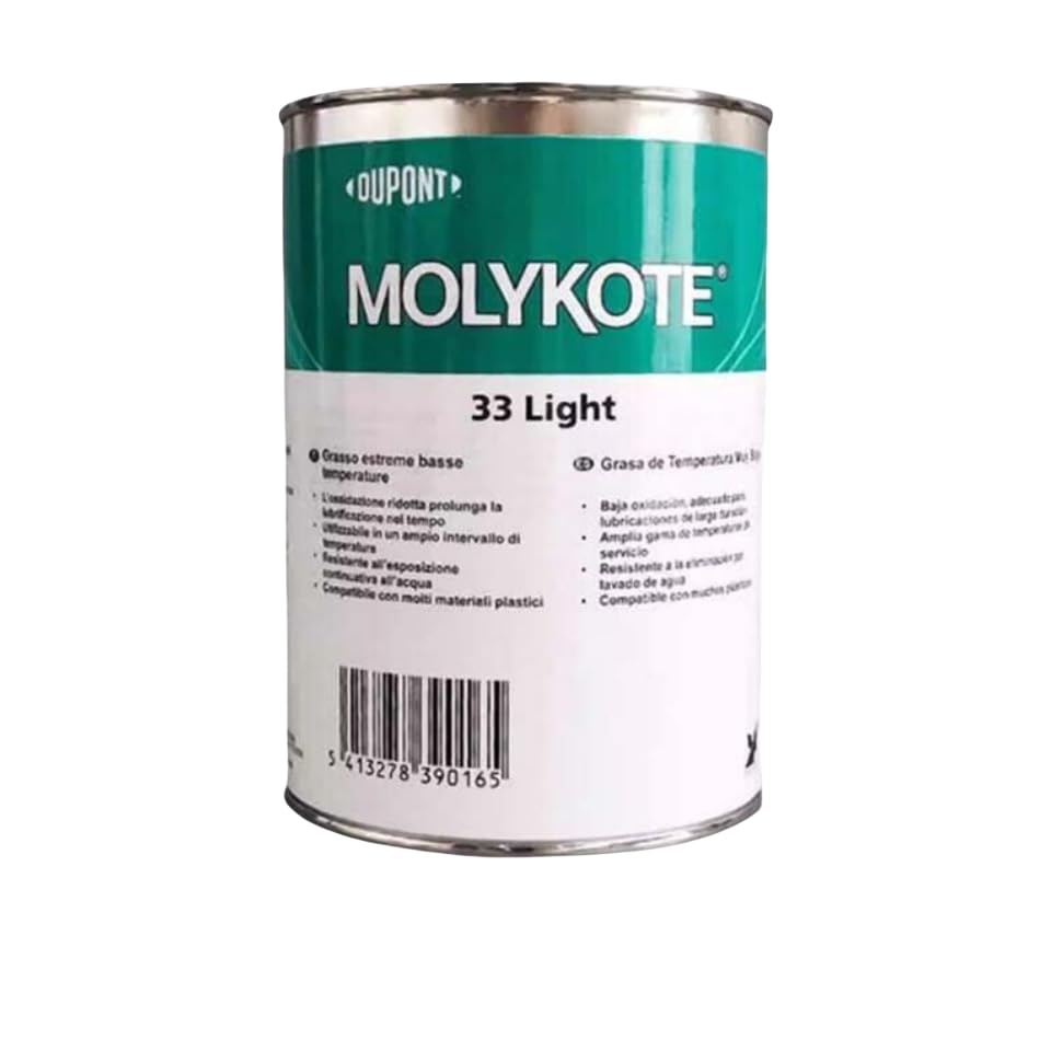 Molykote 33 Light 1 kg grasso lubrificante 33L Grasso a basse temperature estreme carico leggero metallo-metallo metallo-plastica per lubrificazione cuscinetti cavi elettrici bianco sporco