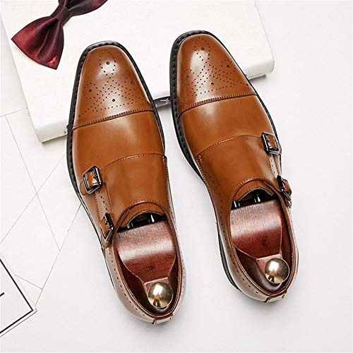 Zapatos Oxford de doble hebilla con piel perforada transpirable y suela antideslizante 5