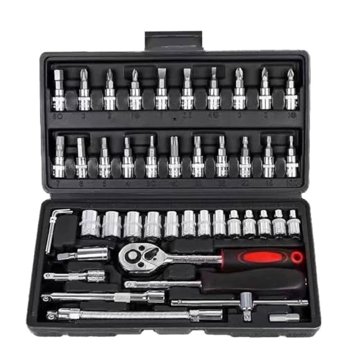 Maleta Estojo Kit Ferramentas Completa 46 Peças,Kit Jogo De Ferramentas De Pontas E Soquetes Para Parafusar Reparo, Soquetes Allen
