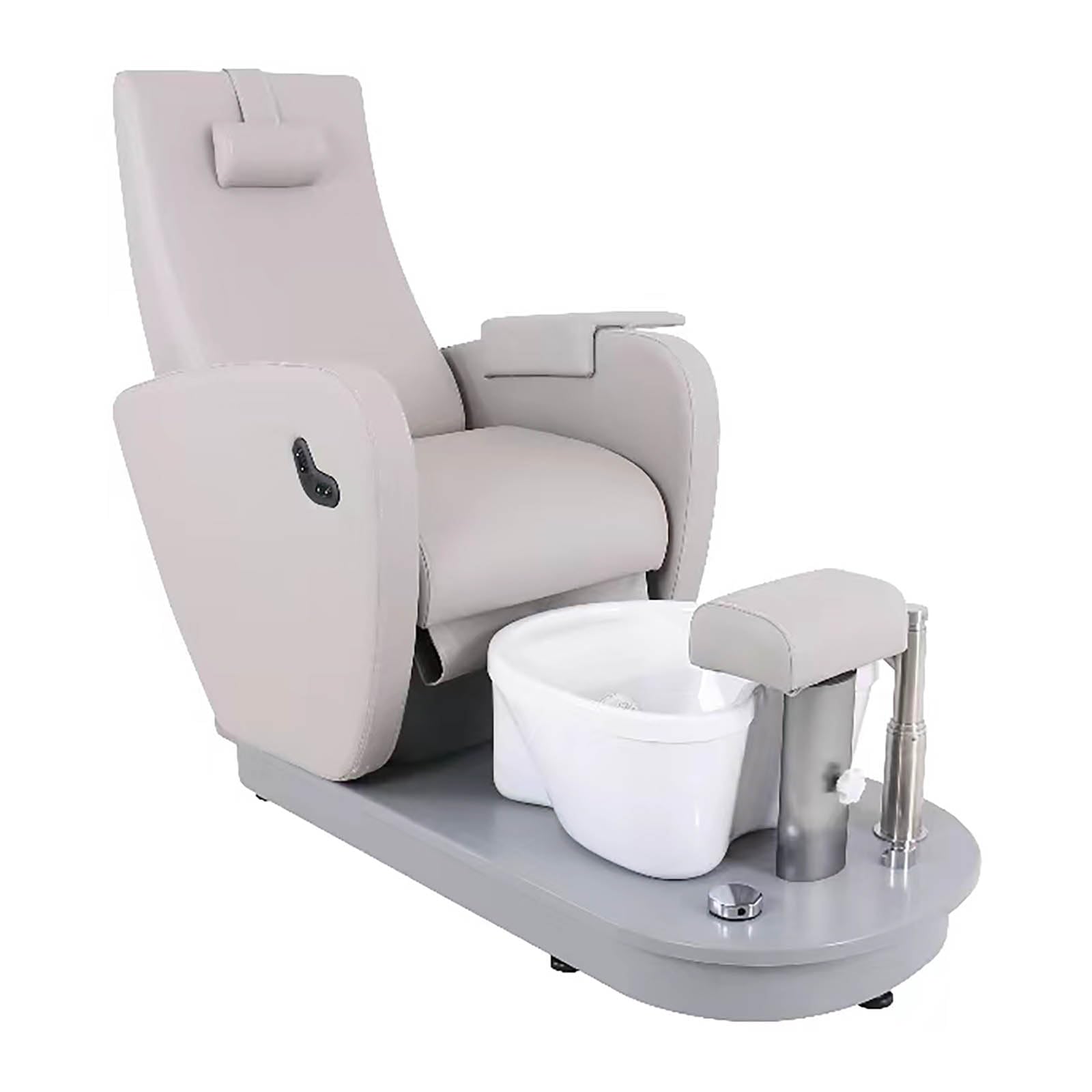 physa wellness & lifestyle Havana Fußpflegestuhl elektrisch mit Fußwanne 105 W 200 kg grau Rückenlehne neigbar: 105-140° eingebaute Ablasshahn Brause Kosmetikliege Pedikürestuhl Stuhl für Fußpflege
